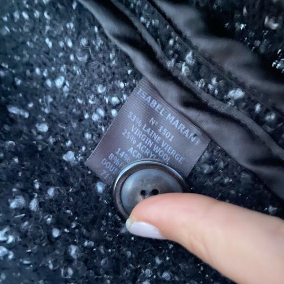 Isabel Marant M Loop‑Bouclé Wool Cardigan | Black /White Knit - Picture 4 of 7